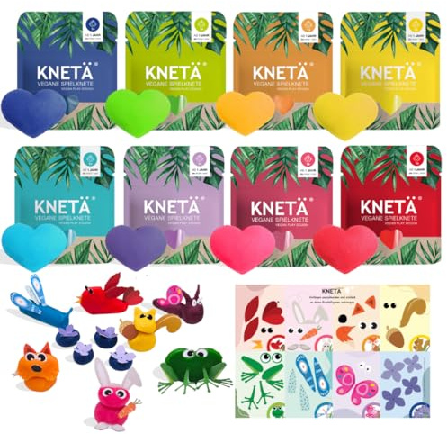 KNETÄ Knete ab 1 Jahr I Party Set I 8X vegane Kinderknete inkl. 1 Bastelkarte Tiermotive I Playdough I Kindergeburtstag