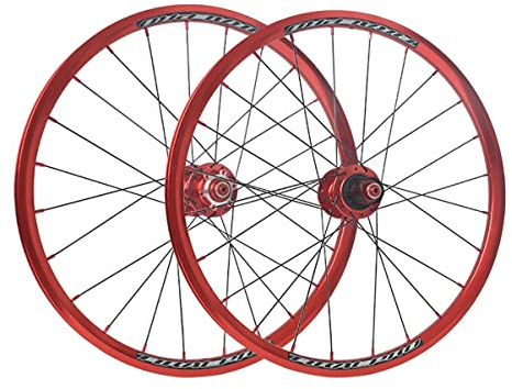 Hjulsats För Hopfällbar Cykel 16 Tum 305Mm BMX-fälg Skivbroms Snabbkoppling | Cykelhjul 100/135mm Nav För 7 8 9 10 11 Hastighetskassett 1120g(Red)