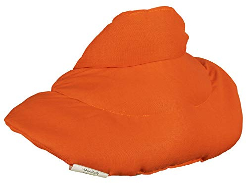 Cojín cervical de calor con cuello. naranja. Almohada térmica con huesos de cerezas. Cojín de nuca. Saco térmico de semillas
