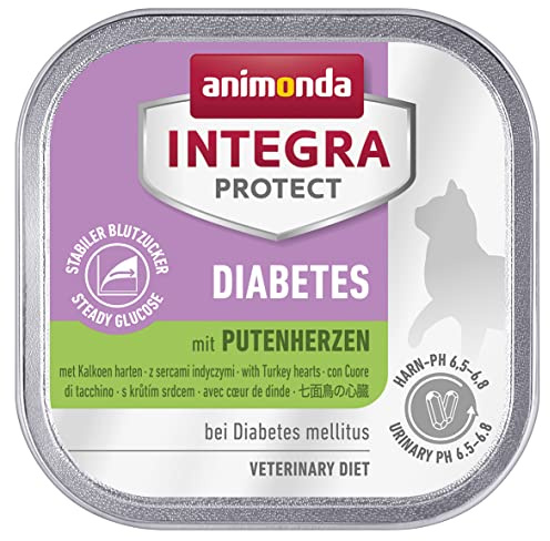 animonda Integra Protect Diabetes cat, diet cat food, wet food for diabetes mellitus, with turkey heart, 16 x 100g