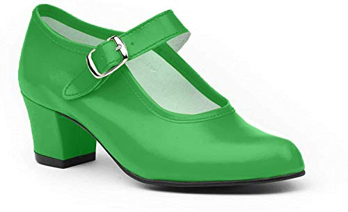 Zapatos Flamenca Para Niña y Mujer, Mod. 302, Calzado Made In Spain (33, Verde)