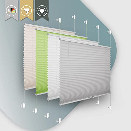 Plissee ohne Bohren Klemmfix 35x100cm(BxH) Hellgrau Jalousie Sonnenschutz Easyfix Faltrollo Lichtdurchlässig Rollo für Fenster & Tür