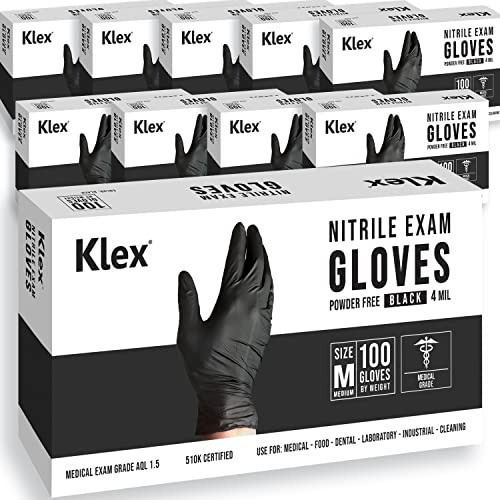 Klex Nitrile Exam Gloves - Medical Grade, Powder Free, Latex Rubber Free, Disposable, Food Safe (1000, Small)