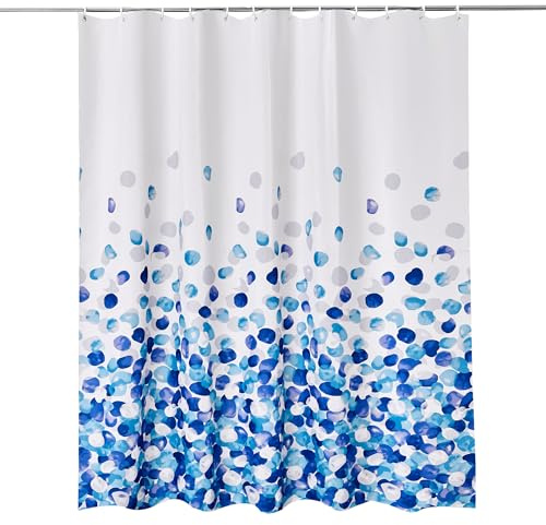 Trimming Shop Shower Curtain for Bathroom - Blue Petals, 180x180cm | Mould Proof and Mildew Resistant Washable Polyester Fabric Modern Bath Curtains with 12 Hooks