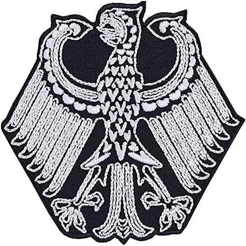 Parches ropa Águila alemana para planchar. Parche de águila para motociclistas en Alemania. Aplicación para fanáticos del rock alemán, adecuada para todo tipo de telas, 85x85 mm