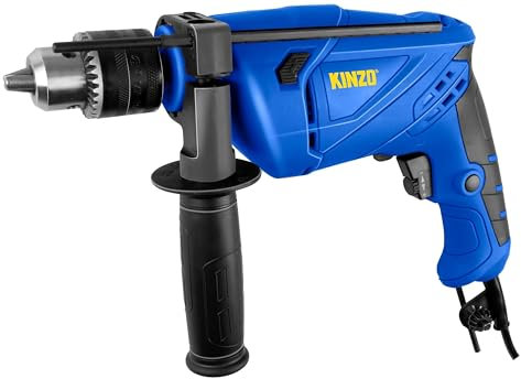 Kinzo Perceuse à percussion - 230 V - 710 W - Régulateur de vitesse - Fonction marteau et perçage - Avec règle de profondeur - Poignée supplémentaire