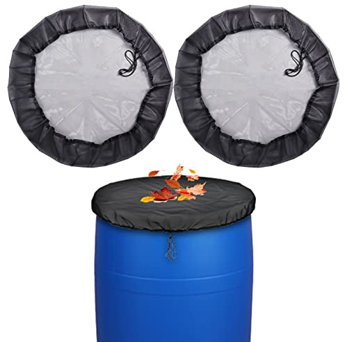 39’’ Mesh Cover for Rain Barrel with Drawstring 2 Pcs Water Collection Buckets Cover Rain Collection Barrels Netting Screen to Keep Leaves and Debris Out