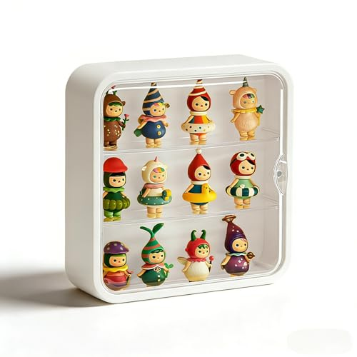 Wall Mount Display Case for Figures - Space Saving & Adjustable Acrylic Storage Box with Magnetic Door, Dustproof & Moisture Proof for Lego Pop Mart Action Figures