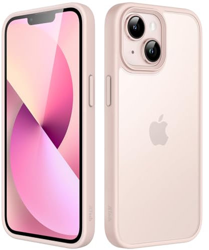 JETech Cover Opaca per iPhone 13 Mini 5,4 Pollici, Protezione Anticaduta Antiurto di Grado Militare, Custodia Posteriore Glassata Traslucida, Anti-Impronte (Rosa Creta)