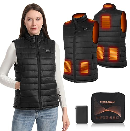 Amiable Chaleco Calefactable Mujer, USB Chaleco Térmico Eléctrico, Chaqueta Calefactable Mujer con 8 Zonas Calefactables 3 Niveles de Temperatura para Camping Caza Esquí Pesca - XL