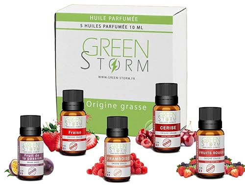 LOTS 5 HUILES PARFUMÉE 10 ML Diffusion, Cosmétique, Massage, Bain aromatique - DIY Bougie, Savon, Crème, Huile, Lotion - Peau Cheveux Green-Storm
