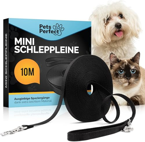 Pets Perfect Schleppleine 10m - Ultraleichte Schleppleine für kleine Hunde und Katzen - Katzenleine - Perfekte Laufleine für Hunde, Katzen und Welpen
