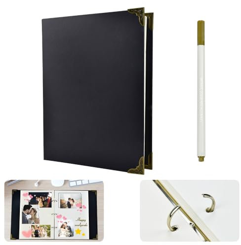 ADERTOS Fotoalbum Fotobuch zum Selbstgestalten Spiralalbum mit 60 Weißen Seiten Papier Scrapbookalbum 3 Ringe Scrapbook Album Beschriften Ringalbum Foto für Valentinstag Geburtstagsgeschenk Hochzeit