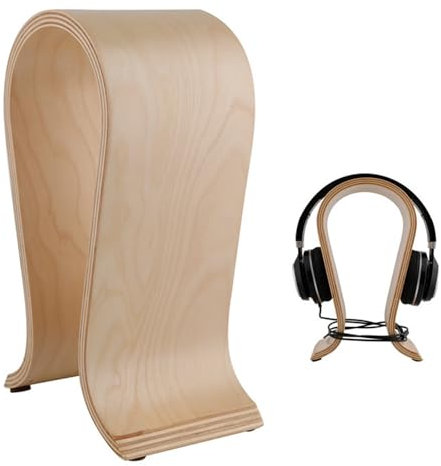 Support de Casque en Bois de Noyer, Support pour Casque Audio, Porte Casque Universel, Forme de U, Écologique, Durable, Antidérapant, pour la Maison, Le Bureau, la Boutique (Bouleau)