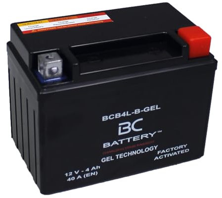 BC BATTERY Batteria Moto al GEL 12V 4Ah BCB4L-B-GEL moto&scooter, esente da manutenzione sigillata precaricata simile a YB4L-B/A