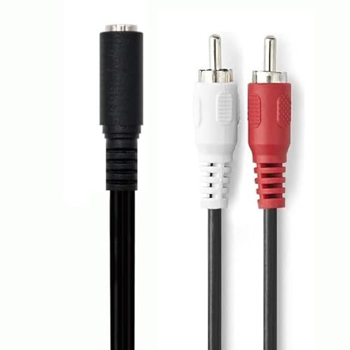 TECHZOCO Cable Audio Estéreo Hembra de 3.5 mm a 2X RCA Macho, Cable Divisor Audio Estéreo, Apto para para Amplificador, Altavoces, Tocadisco, Mezclador, TV, MP3, Móvil,Tablet, PC, 25 cm