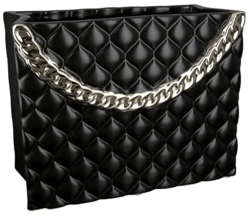 GILDE Jarrón de cerámica París Negro, Forma de Bolso, Altura 25,5 cm, decoración del hogar, Idea de Regalo