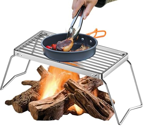 Grillställ för grill | hopfällbara grillställ för matlagning | rostfritt stålnät, matlagningsgryta för kyckling nötkött grönsaker kött, fiske vandring