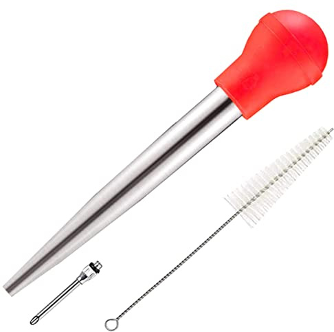 FUNNETOYU Inyector De Carne para Pavo Inyector De Marinada Y Sabor Jeringuilla De Cocina con Aguja Cepillo Y Pajita Herramienta para Barbacoa Asados Navidad Y Acción De Gracias