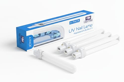 TBE LIGHTING Bombillas UV de 9 W – Paquete de 4 tubos de bombilla UV G23 en forma de U de 365 nm, lámpara de curado de gel de repuesto para secadores de uñas de 9 W y 36 W, salón de arte de uñas y uso