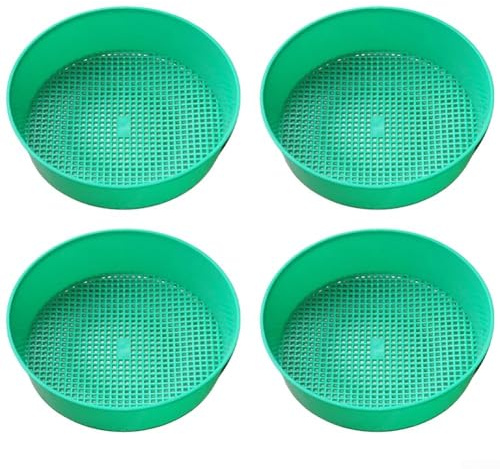 4 setacci per terreno per giardinaggio, setaccio da giardino in plastica con rete fine, filtro a sabbia per terriccio in polipropilene, per compost, cesto drenante per piantare all'aperto, verde e