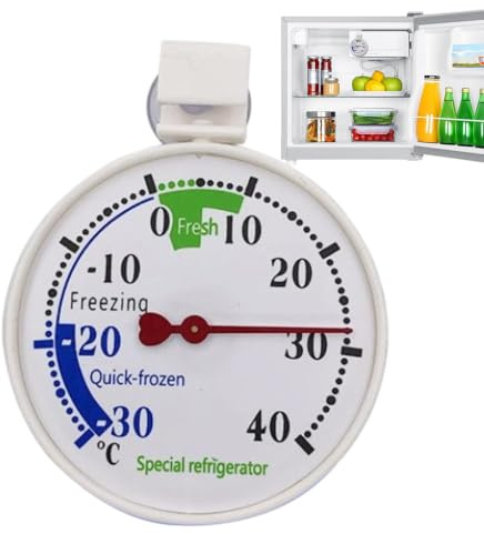 Kylskåpstermometer med krok och sugkopp stor skärm | Temperaturmonitor för kylskåp husbil för förvaring av mat hem kontor lägenhet kök kylare