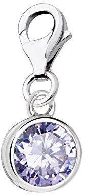 Quiges Dam Berlock Charm Lila Zirkonia Silver Kvinnors Smycken för Charmarmband