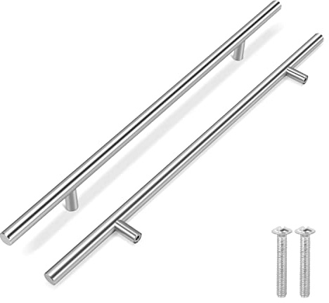 Flexzion T Barre Poignée de placard 45,7 cm Ensemble de matériel de cuisine en acier inoxydable Porte Cabinet tiroir meubles Appliance Euro Style avec vis de montage
