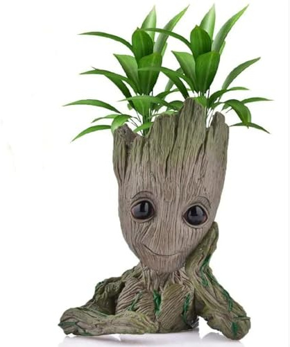 Udream Groot Plant Pot Flowerpot Baby Groot Figures Cute Model, Succulent Planter Cute Green Plants Flower Pot with Hole Groot Pen Holder for Desktop Decoration
