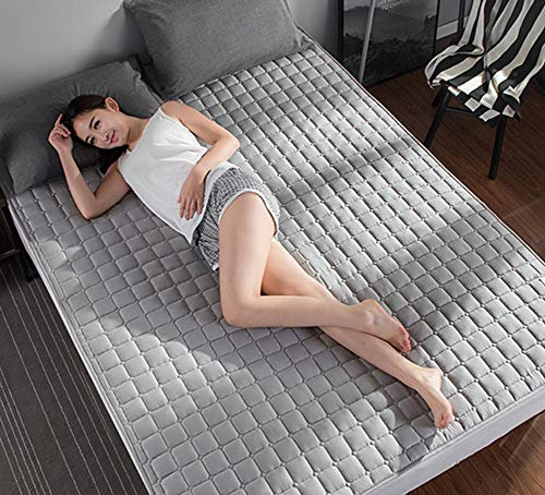Shin Zusammenklappbar Futon Matratze Japanisches Faltende Tatami Matratze Folding Boden Matte Anti-rutsch und Atmungsaktive 1.5cm Dicke,Grau,150 * 200cm