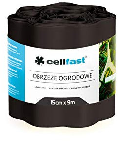 Cellfast Bordo per Aiuole Palisade Palizzata Ondulata Recinzione da Giardino Nero (15cm x9m, Nero)