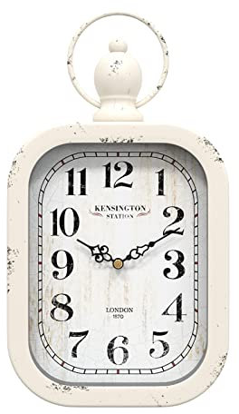 Menterry Small Retro Rectangle Wall Clock, White Antique Vintage Style, Battery Operated Silent Decor Wall Clocks for Farmhouse,Bedroom,Kitchen,Bathroom (11 H x 6.1 W)
