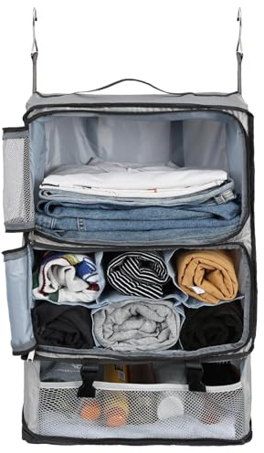 Surblue Mensole Sospese Borsa da Viaggio Cubo di Imballaggio a Compressione per Valigia Pieghevole con Strato di Estensione Ampia Capacità Grigio chiaro XXL