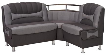 Rodnik Eckbank Samba New, Sitzbank grau, mit Ablage und Stauraum, Polsterbank, Truhenbank 164x128 cm