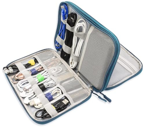 Teskyer Travel Cable Organiser Bag, Travel Essential, Dark Green