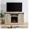 Kamin TV Schrank Bauernhaus-Kamin-TV-Ständer for TV, Schiebetür, elektrischer Kamin, Unterhaltungszentrum mit Fernbedienung Kamin(Natural Wood)
