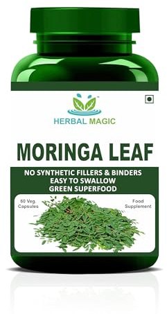 Herbal Magic Moringa Capsules – 100% Natural Moringa Leaf Powder, 60 Capsules, Vegan & Non-GMO Superfood Supplement