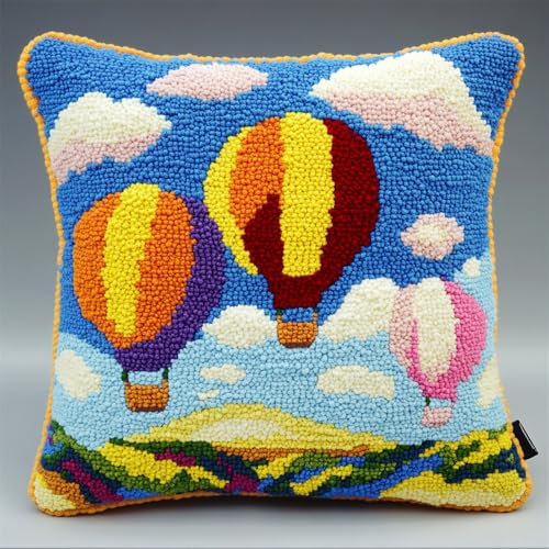 Rqwybcaxn Latch Hook Cuscini Piccoli, Set Di Fodere Per Cuscini,Palloncino Fai Da Te Creativo, Kit Per Fabbricare Tappeti A Punto Croce,Gancio Di Chiusura Kit Motivo Colore 43X43Cm