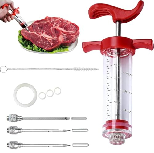Plastic Meat Injector Syringe Kit – Food Syringe – Flavor Injector for BBQ, Turkey, Chicken, Marinades – Dishwasher Safe, Easy to Use