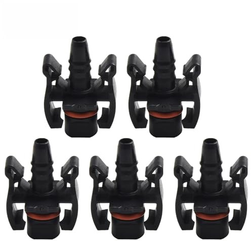 Lawnoval 5 conectores rectos de manguera de agua para tanque de expansión de coche, material ABS, color negro