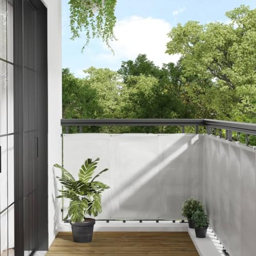Mokuyary Protección visual para balcón, color gris claro, 90 x 800 cm, 100 % poliéster Oxford, revestimiento para balcón, cubierta opaca contra el viento para jardín, terraza, exterior