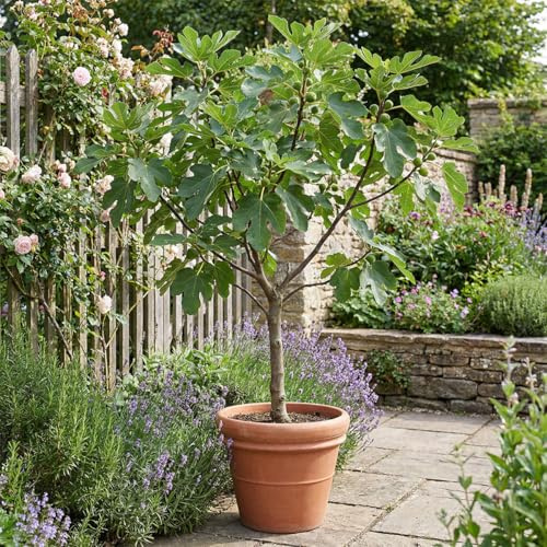 Bloomique - Ficus Carica - Fico - Albero da frutto - Piante da giardino - Resistente all'inverno - Altezza 130-160 cm - Vaso 28 cm