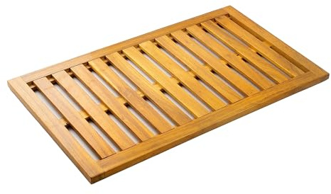 Outsunny Alfombrilla de Ducha de Madera de Acacia 91x51 cm Antideslizante