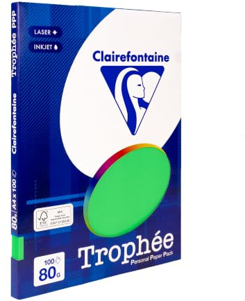 Clairefontaine 4115C – Ries skrivarpapper/kopieringspapper Clairalfa PPP, DIN A4, 80 g, 100 ark, majgrön, 1 Ries