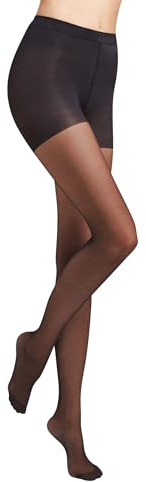 Wolford Individual 10 Control Top Tights For Women Sheer Support Pantyhose Waist Sculpting Cotton Gusset Soft Waistband Black XL