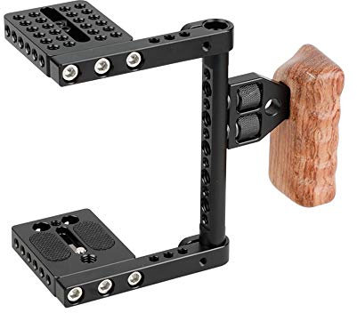 CAMVATE DSLR - Kamera Mit Bild Stabilisator Plattform Käfig Mit Holzgriff Kompatibel für Nikon, Sony