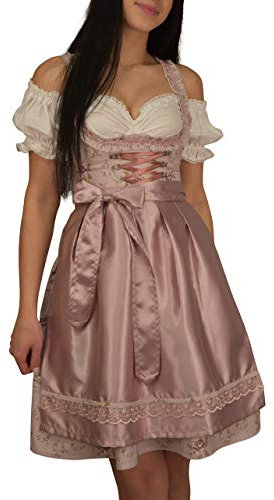 Golden Trachten Dirndl Set Trachtenkleid Pastelviolett fein geblümt Gr 34 bis 42 522GT (42)