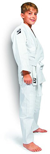 Green Hill JUDOANZUG JUNIOR 350 G/M2 Weiss BLAU Judo Kinder JIU Jitsu UNIFORM (Weiß, 160)