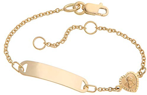 Silberketten Store Kinder/Baby Gravur-Armband Mod. IDBo-3 Taufarmband 375 Gold Länge von 12-16cm inklusive Gravur