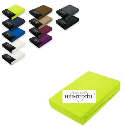 Exklusiv Heimtextil Frottee Spannbettlaken Marke 90-100 x 200 cm 80% Baumwolle, 20% Polyester Öko - Tex Zertifiziert, Markenqualität, Matratzenhöhe bis 25 cm, Apfelgrün/Limette